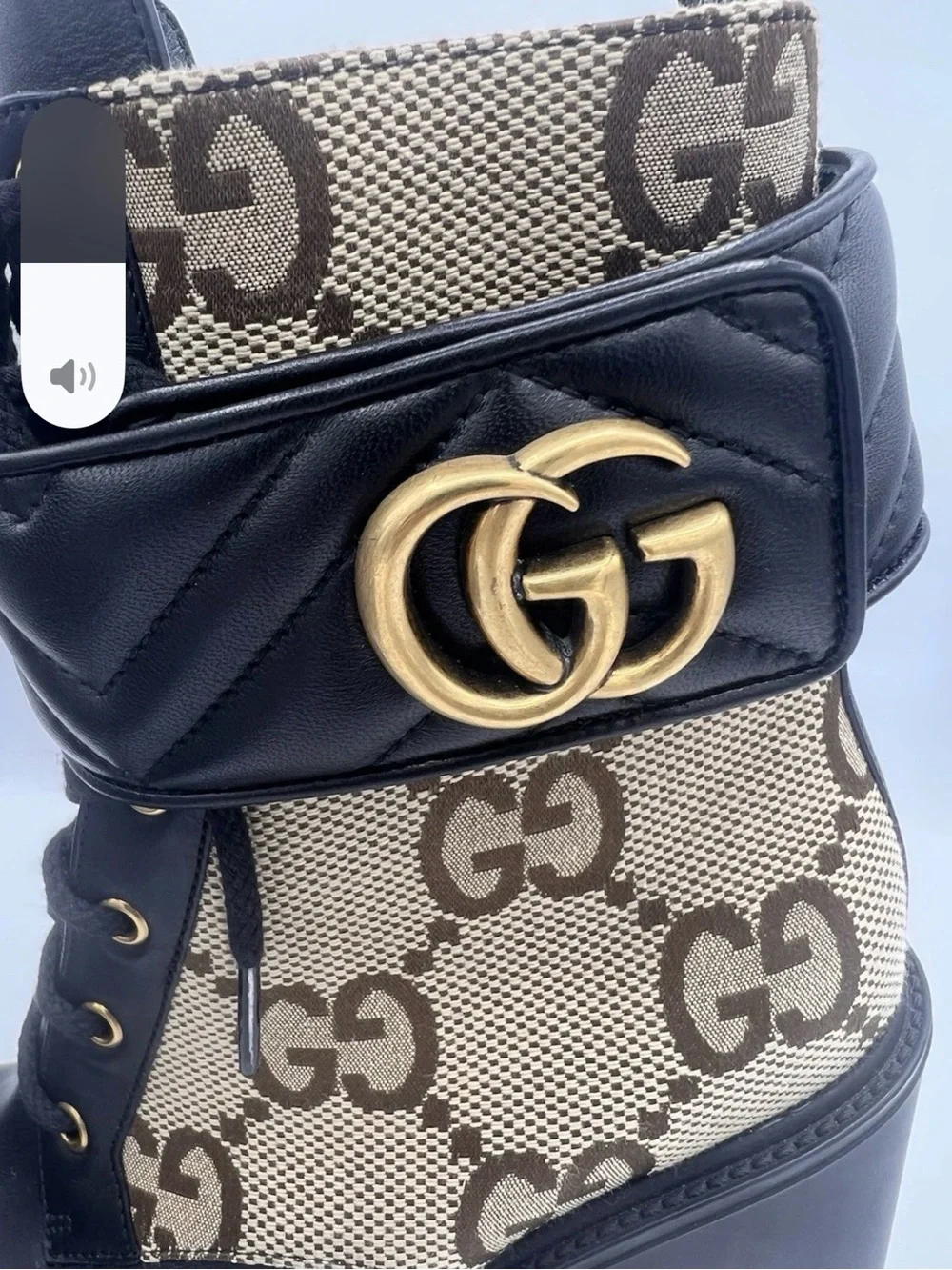 Gucci Black and Beige GG Canvas Leather Ankle Boots

 SZ 39.5  719849 -39.5- 09A - Picture 8 of 11